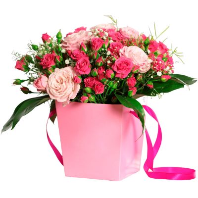 Цветы в квадратной коробке «Флоральная феерия»